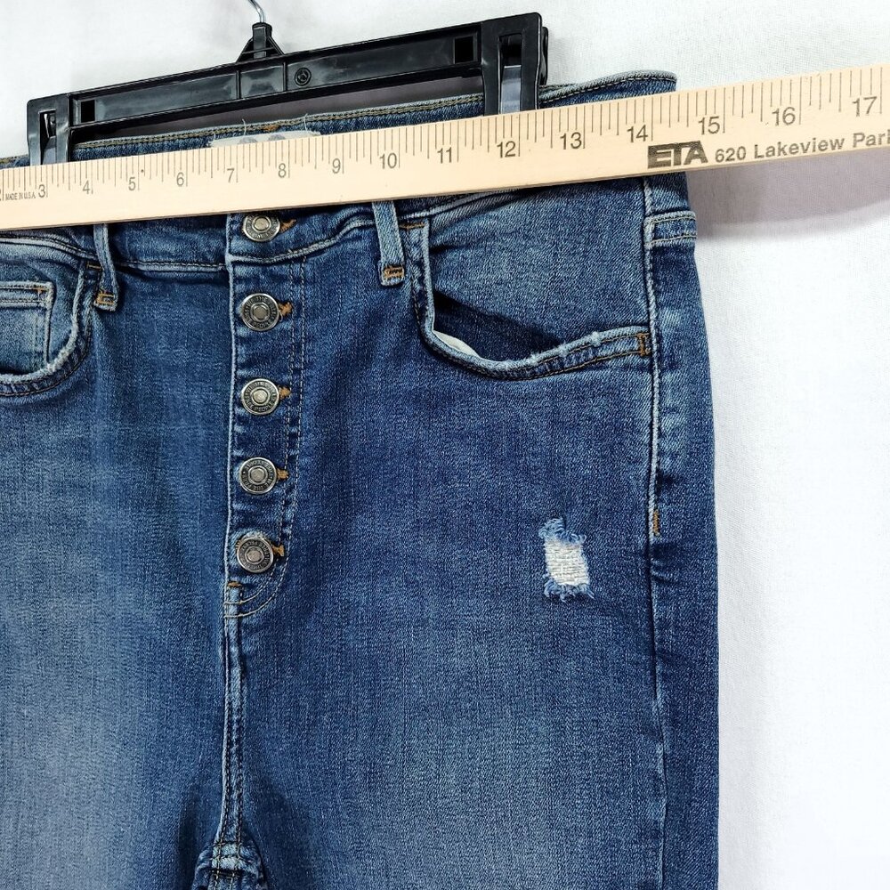 We the Free Cropped Jeans Women’s 30 Skinny Wash High Rise Button Fly Distress - Picture 3 of 13